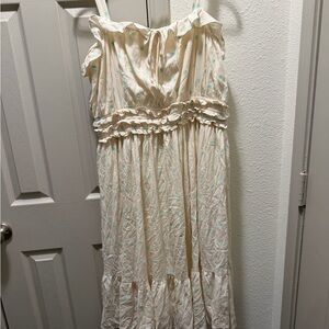 torrid Cream Sundress with Mint Floral Embroidery